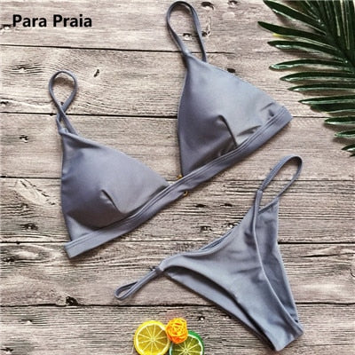 9 Colors Solid Bikini Set 2020 Sexy Push Up Swimwear Women Brazilian Swimsuit Low Waist Biquini Halter Two Pieces Bathing Suit - EVERTHINGZ