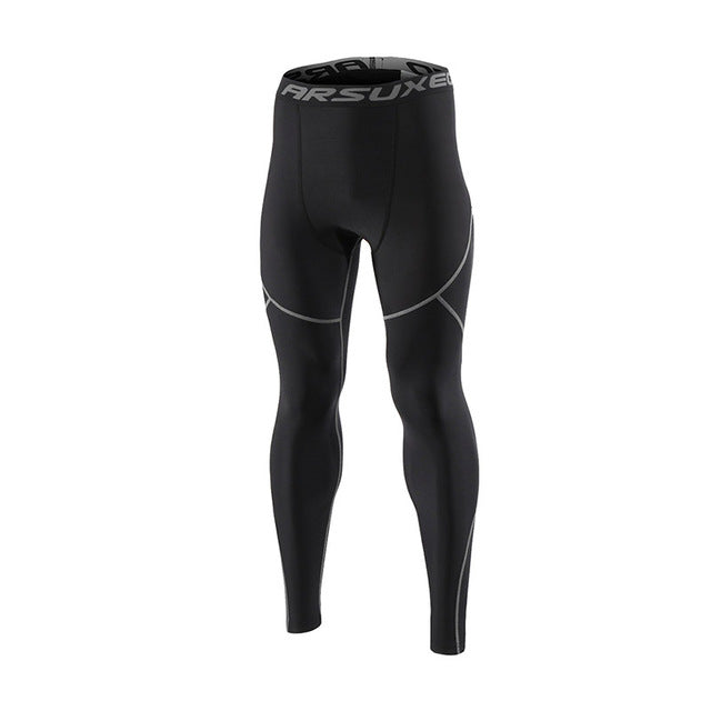 ARSUXEO Men's Winter Thermal Warm Up Fleece Compression Tights Cycling Base Layers Training Running Tights Pants U81K - EVERTHINGZ