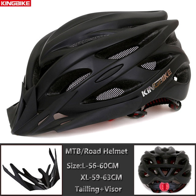 KINGBIKE Cycling Helmet Mountain Road Bicycle Helmet Men Women MTB Bike Helmet With Taillight Visor Insect Net Casco Ciclismo - EVERTHINGZ