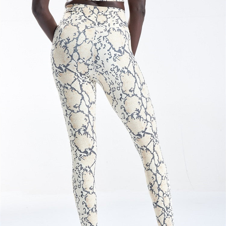Women's Yoga Pants  Snakeskin pattern exercise fitness running pants - EXTIWA