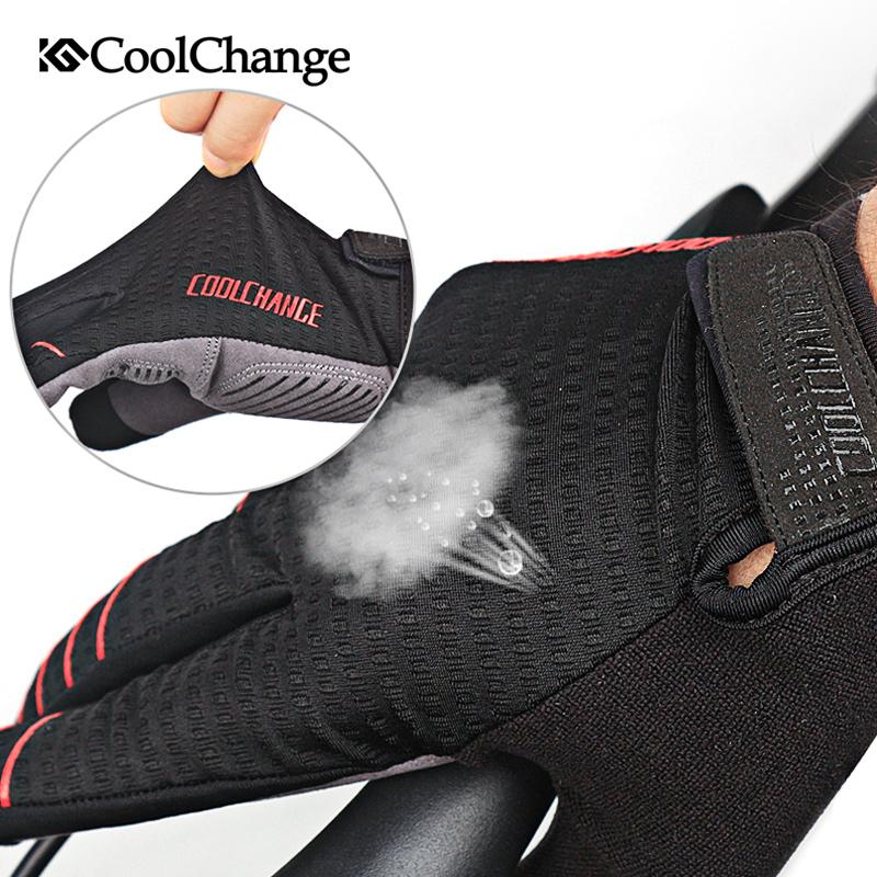 CoolChange Cycling Gloves Full Finger Sport Shockproof MTB Bike Touch Screen  Bicycle Sponge - EXTIWA