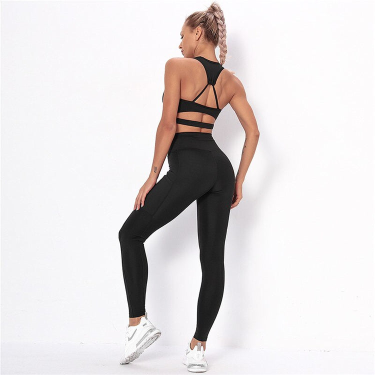 Striped Sports Suits Gym Training Yoga Leggings Sets Women Tracksuits Fitness Outfit Running Workout Sets - EXTIWA