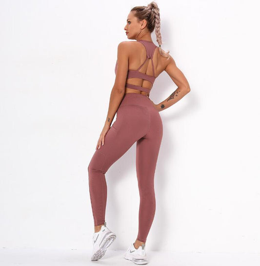 Striped Sports Suits Gym Training Yoga Leggings Sets Women Tracksuits Fitness Outfit Running Workout Sets - EXTIWA