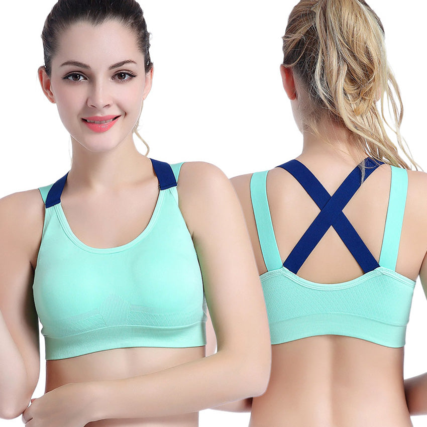 Sexy Sports Bra Top for Fitness Women Push Up Cross Straps Yoga Running Gym Femme Active Wear Padded Underwear Crop Tops - EXTIWA