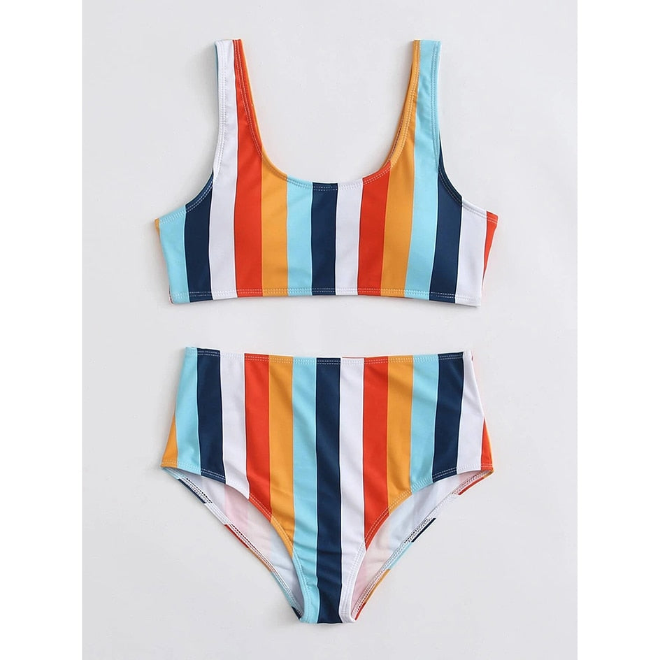 High Waist Bikini Sexy Striped Swimsuit Women Swimwear Female Push up Bikini Set Swimming Wear for Bathing Suit Swimsuits - EXTIWA