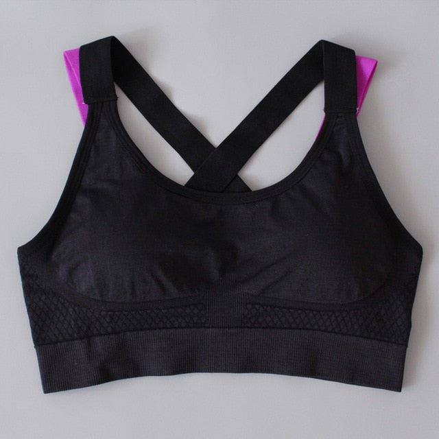 Sexy Sports Bra Top for Fitness Women Push Up Cross Straps Yoga Running Gym Femme Active Wear Padded Underwear Crop Tops - EXTIWA