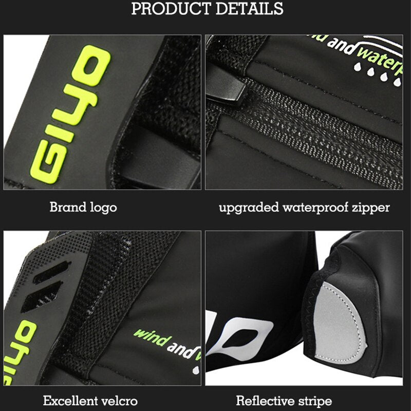 GIYO Waterproof Cycling Overshoes Bicycle Shoes Covers Bike Reflective Windproof MTB Road Winter Fleece Warm Bike Lock Protector - EXTIWA