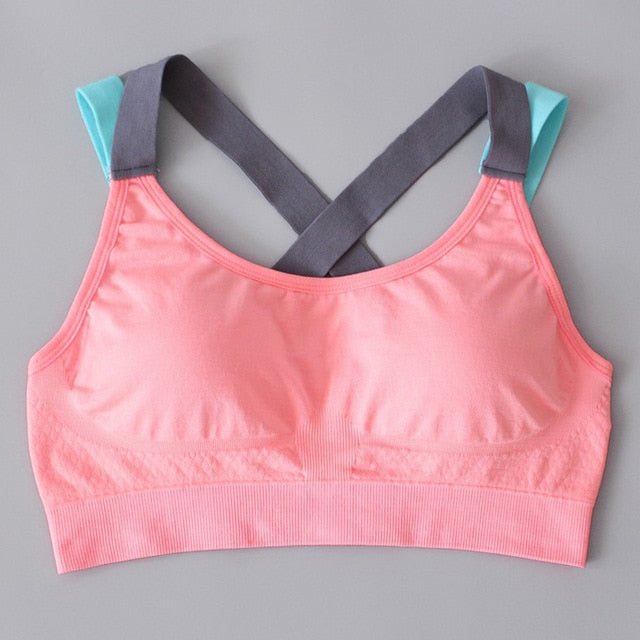 Sexy Sports Bra Top for Fitness Women Push Up Cross Straps Yoga Running Gym Femme Active Wear Padded Underwear Crop Tops - EXTIWA