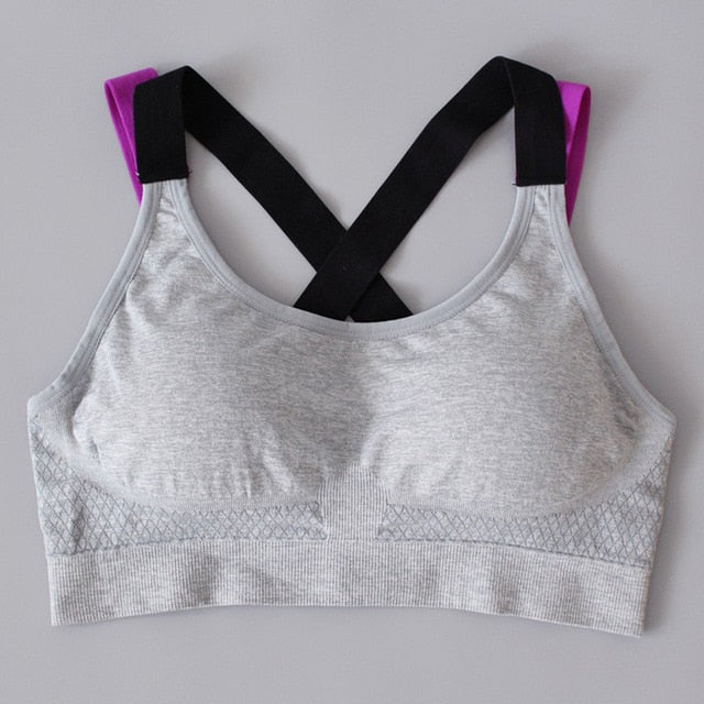 Sexy Sports Bra Top for Fitness Women Push Up Cross Straps Yoga Running Gym Femme Active Wear Padded Underwear Crop Tops - EXTIWA