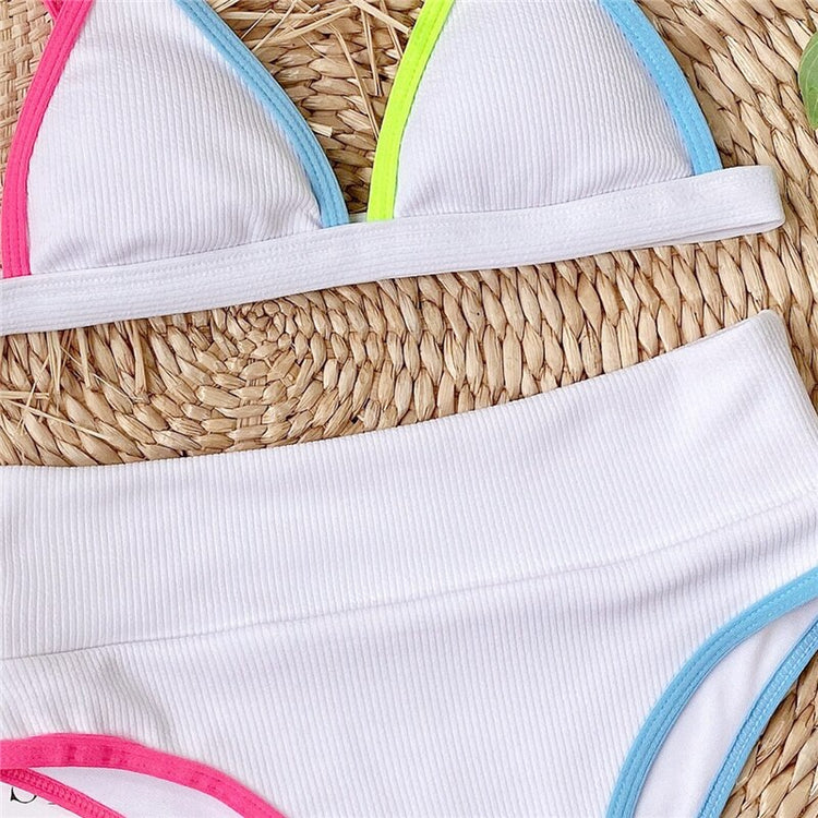 Swimsuit Women High Waist Bikini Sets Patchwork Bathing Suits 2 pieces Beachwear Swim Suit Female Summer biquini Swimwear - EXTIWA