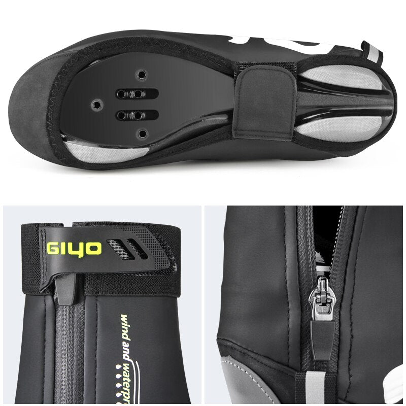 GIYO Waterproof Cycling Overshoes Bicycle Shoes Covers Bike Reflective Windproof MTB Road Winter Fleece Warm Bike Lock Protector - EXTIWA