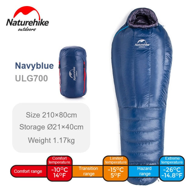 Down sleeping bag Outdoor thickening Warm camping Single sleeping bag Adult light Mummy sleeping bag NH19YD001