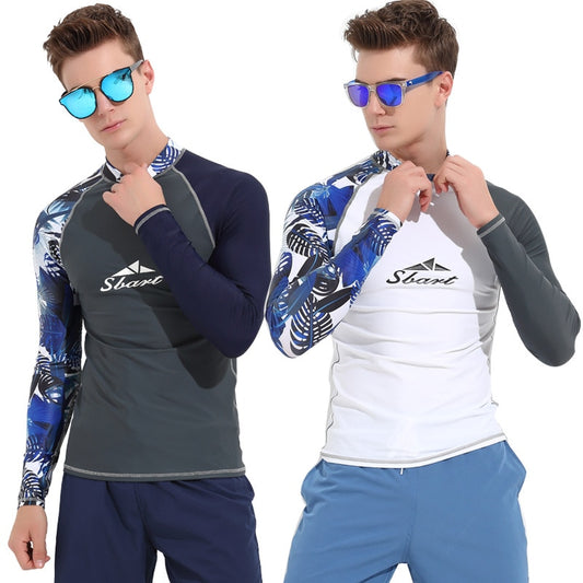 Wetsuit Men Rashguard Long Sleeves Swim Tights Surf T Shirts Snorkeling Nylon Swimwear Quick Dry Sun Protection - EVERTHINGZ