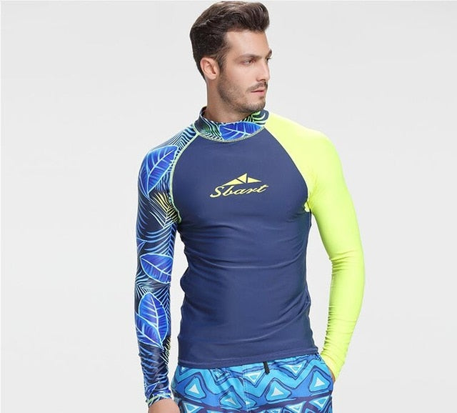 Wetsuit Men Rashguard Long Sleeves Swim Tights Surf T Shirts Snorkeling Nylon Swimwear Quick Dry Sun Protection - EVERTHINGZ