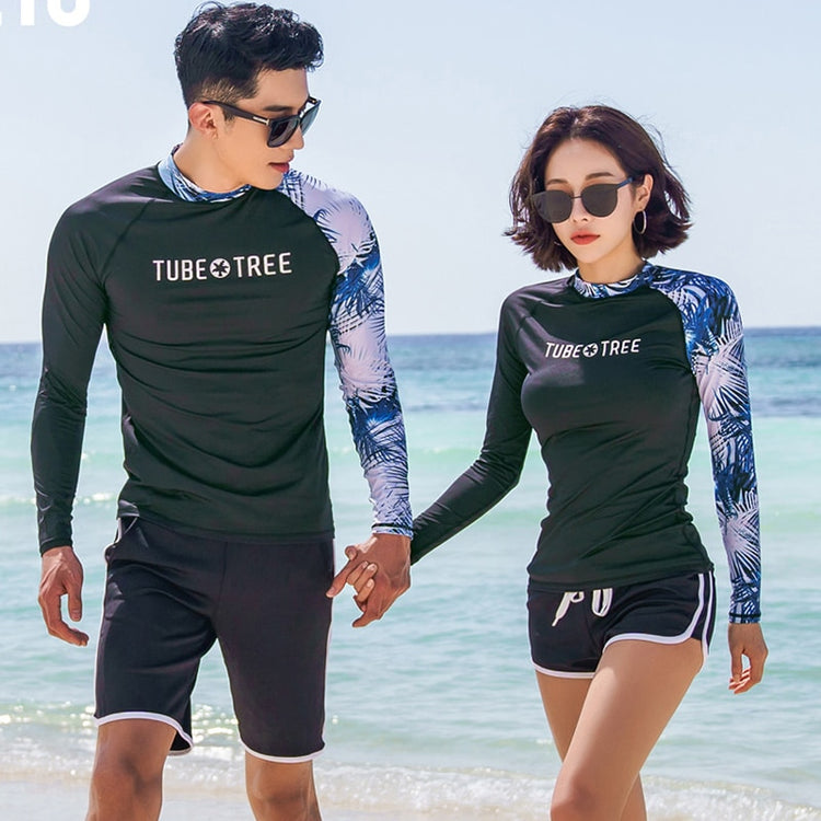 Rash Guards Men Women 2 Pieces Long Sleeve Shirt Shorts Black Couples Swimwear Surfing Bathing Suits Rashguard Wetsuits Hotsale - EVERTHINGZ