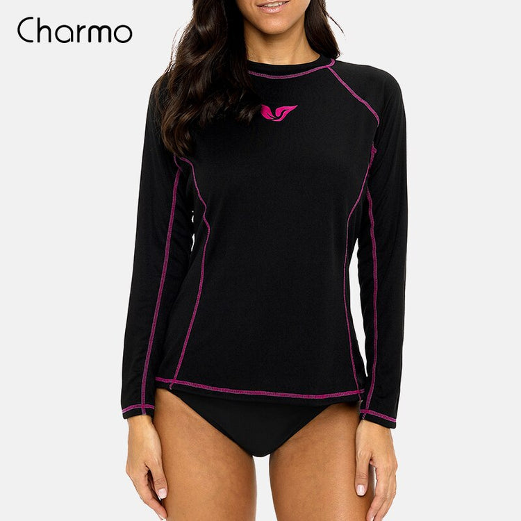 Charmo Women Rash Guard Long Sleeve Quick-drying Rashguard Surf Top Running Biking Shirts Swimsuit UPF 50+ Quick Dry Beachwear - EVERTHINGZ