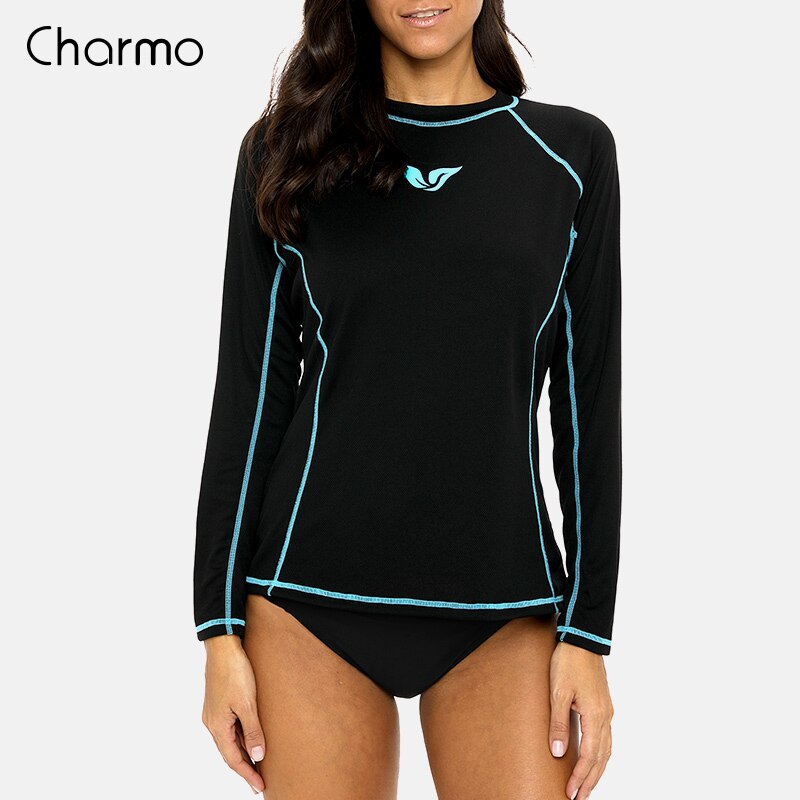 Charmo Women Rash Guard Long Sleeve Quick-drying Rashguard Surf Top Running Biking Shirts Swimsuit UPF 50+ Quick Dry Beachwear - EVERTHINGZ