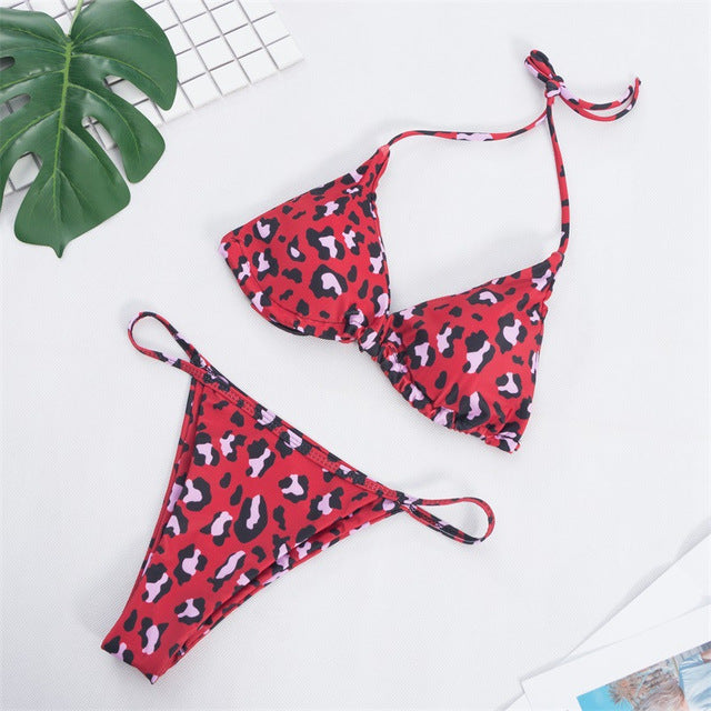 9 Colors Solid Bikini Set 2020 Sexy Push Up Swimwear Women Brazilian Swimsuit Low Waist Biquini Halter Two Pieces Bathing Suit - EVERTHINGZ