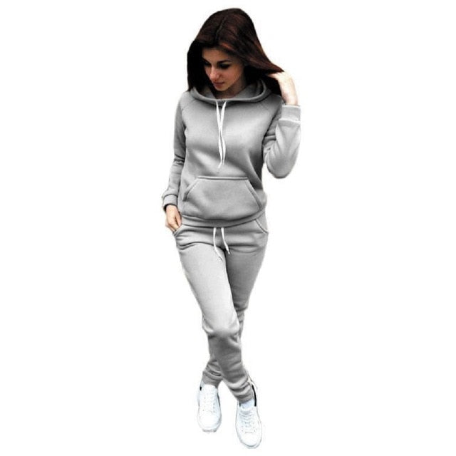 Autumn Women Hoodies Pant Clothing Set New Casual 2 Piece Set Warm Clothes Solid Tracksuit Women Set Top Pants Ladies Suit