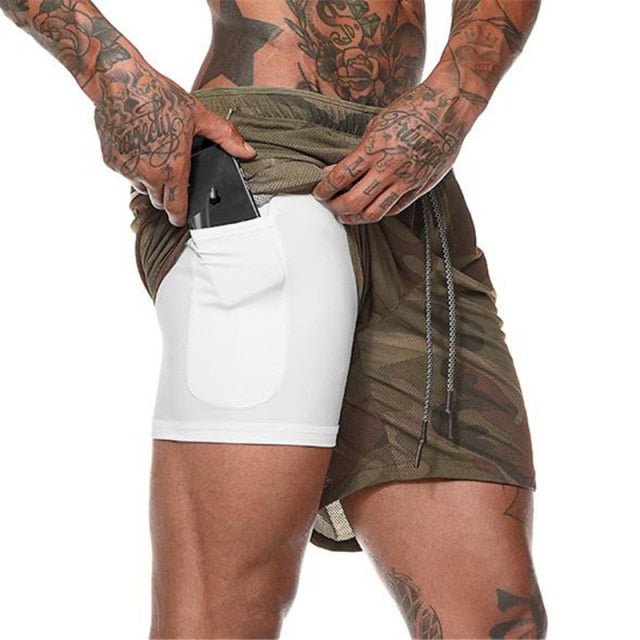 Joggers Shorts Men 2 in 1 sport shorts Gyms Fitness Bodybuilding Workout Quick Dry Beach Shorts Male Summer Running shorts men