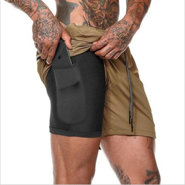 Joggers Shorts Men 2 in 1 sport shorts Gyms Fitness Bodybuilding Workout Quick Dry Beach Shorts Male Summer Running shorts men