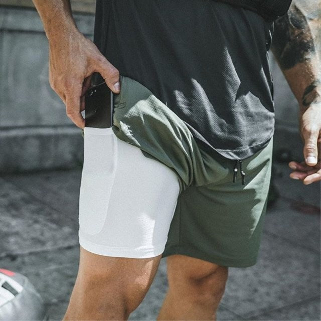 Joggers Shorts Men 2 in 1 sport shorts Gyms Fitness Bodybuilding Workout Quick Dry Beach Shorts Male Summer Running shorts men