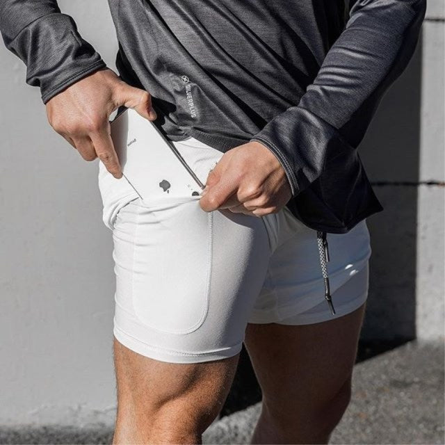 Joggers Shorts Men 2 in 1 sport shorts Gyms Fitness Bodybuilding Workout Quick Dry Beach Shorts Male Summer Running shorts men