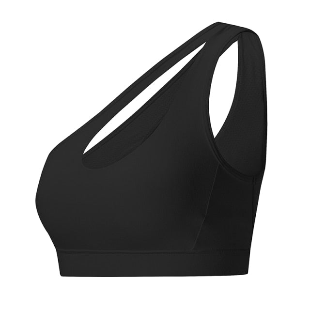 Sexy One Shoulder Solid Sports Bra Women Fitness Yoga Bras Gym Padded Sport Tops Athletic Vest Running Push Up Brassieres