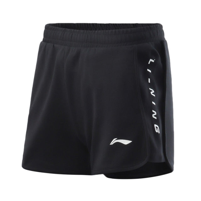 Women Training Sweat Shorts 87% Cotton 13% Polyester Regular Fit Drawcord li ning LiNing Sports Fitness Shorts AKSR110