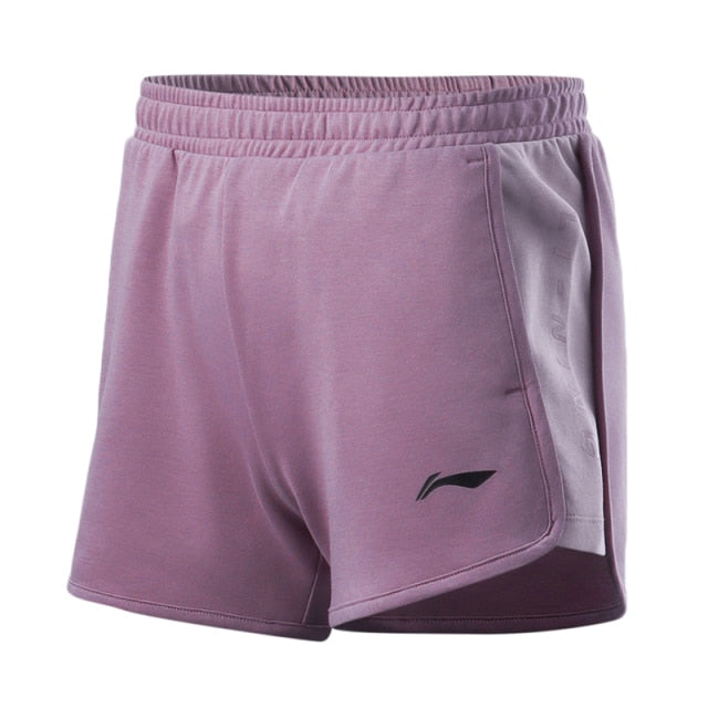 Women Training Sweat Shorts 87% Cotton 13% Polyester Regular Fit Drawcord li ning LiNing Sports Fitness Shorts AKSR110