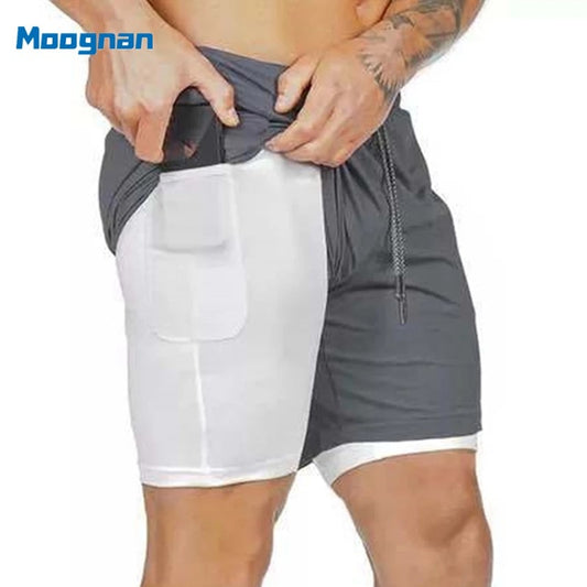 Joggers Shorts Men 2 in 1 sport shorts Gyms Fitness Bodybuilding Workout Quick Dry Beach Shorts Male Summer Running shorts men