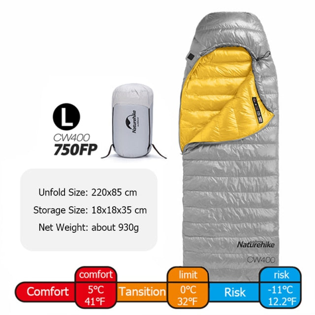 Sleeping Bag Winter CW400 Lightweight Goose Down Sleeping Bag Ultralight Waterproof Hiking Camping Sleeping Bag