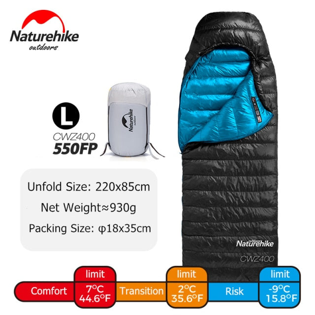 Sleeping Bag Winter CW400 Lightweight Goose Down Sleeping Bag Ultralight Waterproof Hiking Camping Sleeping Bag