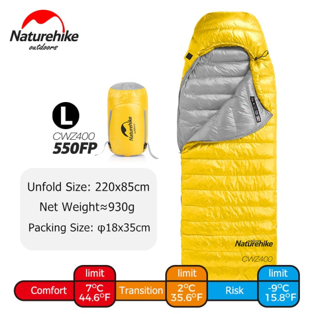 Sleeping Bag Winter CW400 Lightweight Goose Down Sleeping Bag Ultralight Waterproof Hiking Camping Sleeping Bag