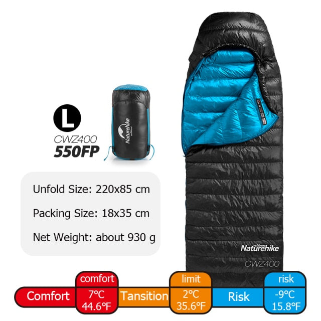 Goose Down Sleeping Bag CW400 Waterproof Sleeping Bags Envelope Backpacking Traveling Hiking Camping Sleeping Bag