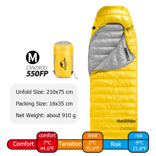 Goose Down Sleeping Bag CW400 Waterproof Sleeping Bags Envelope Backpacking Traveling Hiking Camping Sleeping Bag