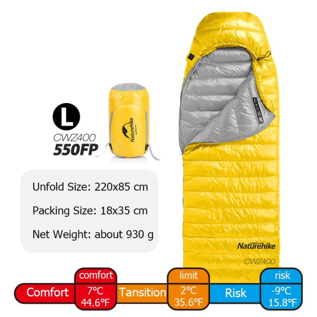 Goose Down Sleeping Bag CW400 Waterproof Sleeping Bags Envelope Backpacking Traveling Hiking Camping Sleeping Bag