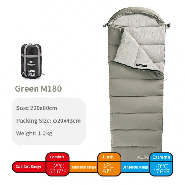 Envelope Hooded Cotton Sleeping Bag Washable Splicable Double-Person Tent Camping Portable Sleeping Bag