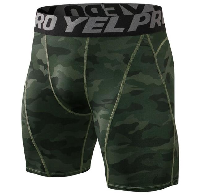 Men Camouflage Compression Training Running Shorts Solid Color Base Layer Tights Basketball Workout Gym Short Pants