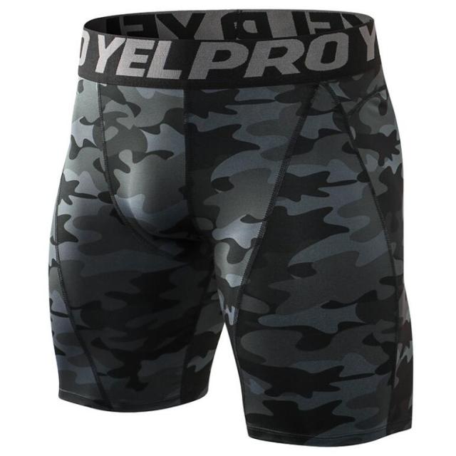 Men Camouflage Compression Training Running Shorts Solid Color Base Layer Tights Basketball Workout Gym Short Pants