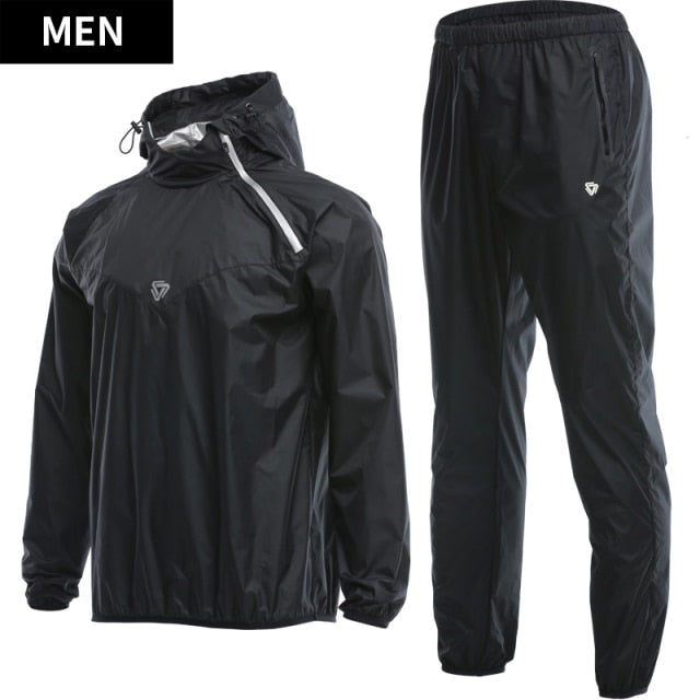 Sauna Suit Mens Gym Clothing Set Hoodies Pullover Sportswear Running Fitness Weight Loss Sweating Sports Jogging Suit