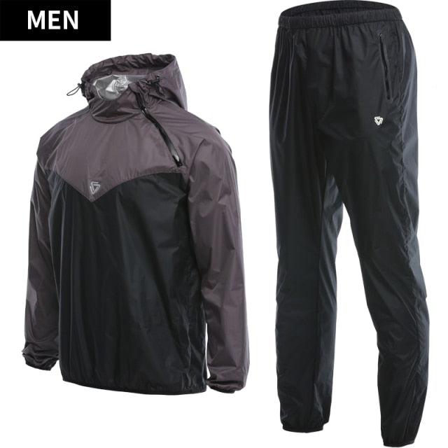 Sauna Suit Mens Gym Clothing Set Hoodies Pullover Sportswear Running Fitness Weight Loss Sweating Sports Jogging Suit