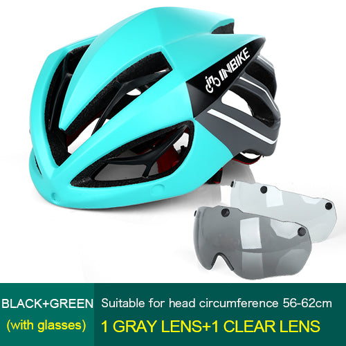 INBIKE Cycling Helmet Bicycle Helmet Magnetic Goggles Mountain Road Bike Helmets Sunglasses Cycling Glasses 3 Lens Bike Helmet - EVERTHINGZ