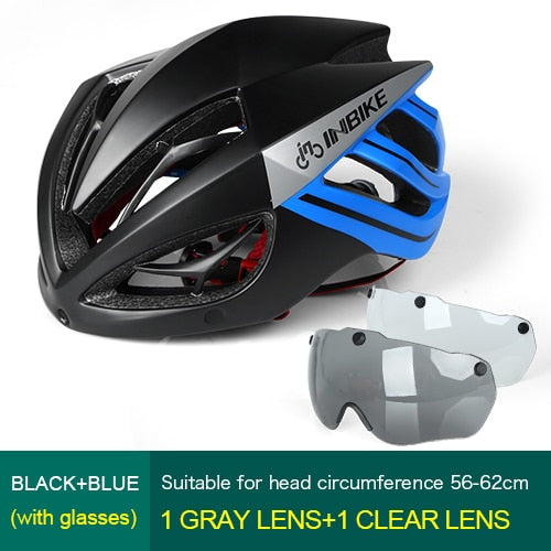 INBIKE Cycling Helmet Bicycle Helmet Magnetic Goggles Mountain Road Bike Helmets Sunglasses Cycling Glasses 3 Lens Bike Helmet - EVERTHINGZ