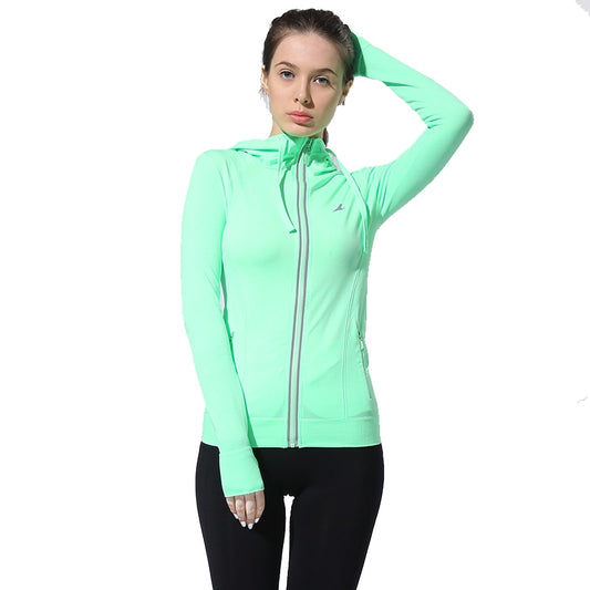 BESGO Female Running Zipper Coat Sports Yoga Training Workout Fitness Breathable Tops Long Sleeve Gym Sweatshirts - EVERTHINGZ