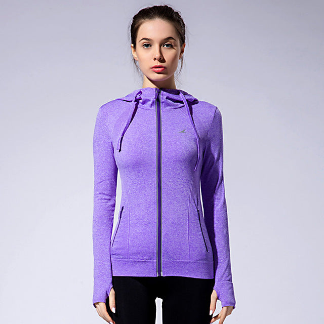 BESGO Female Running Zipper Coat Sports Yoga Training Workout Fitness Breathable Tops Long Sleeve Gym Sweatshirts - EVERTHINGZ