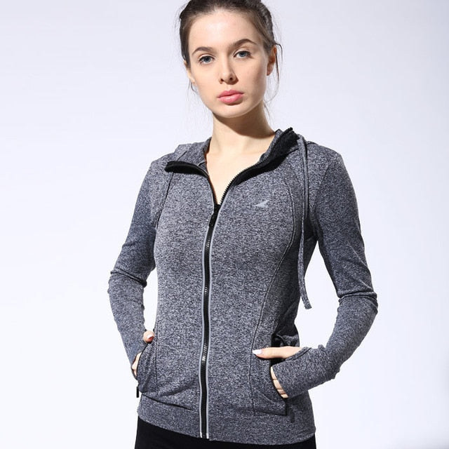 BESGO Female Running Zipper Coat Sports Yoga Training Workout Fitness Breathable Tops Long Sleeve Gym Sweatshirts - EVERTHINGZ