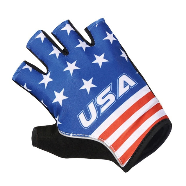 USA blue half finger cycling gloves/wholesale personalized mountain bicycle mittens/hand smart pro team racing gel bike gloves - EVERTHINGZ