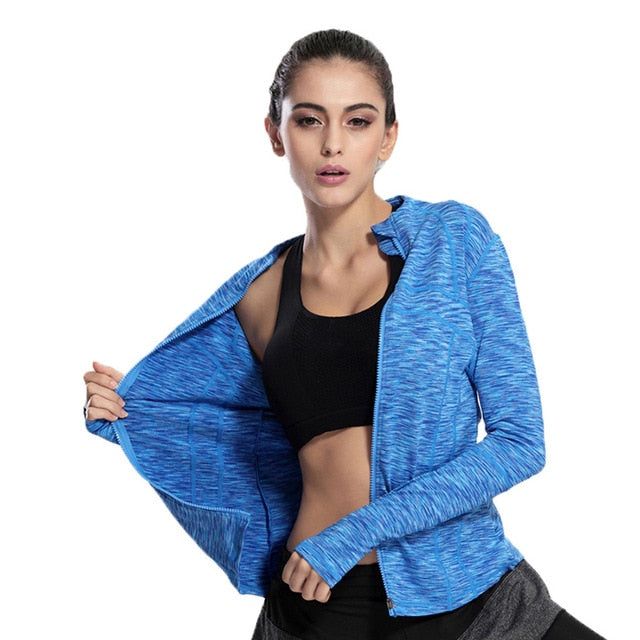 BESGO Women Sports Yoga Zipper Running Jackets Fitness Gym Training Coat Quick Dry Long Sleeve Outdoors Sportswear Active Wear - EVERTHINGZ