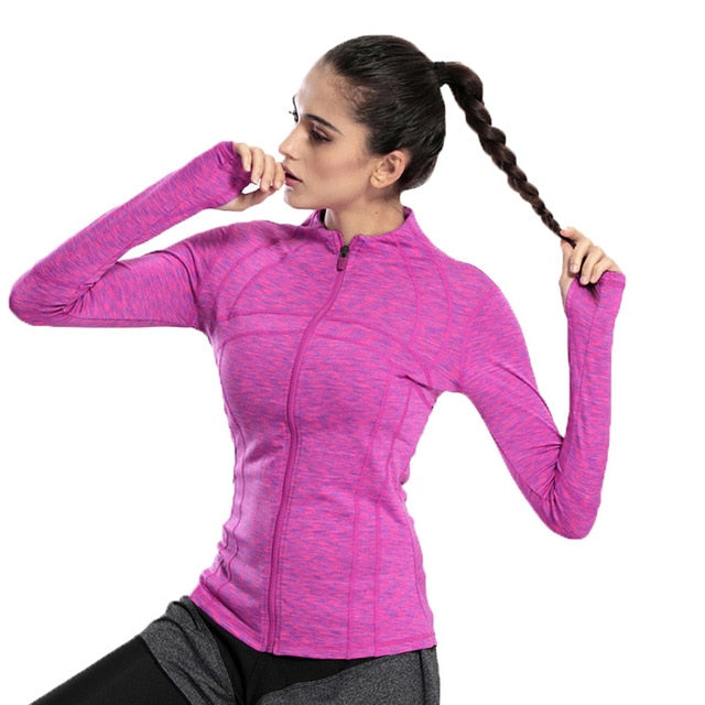 BESGO Women Sports Yoga Zipper Running Jackets Fitness Gym Training Coat Quick Dry Long Sleeve Outdoors Sportswear Active Wear - EVERTHINGZ